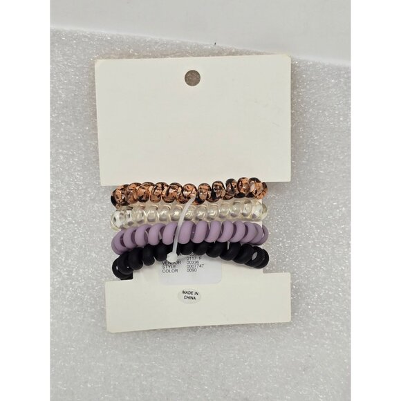 Set Of 4 Spiral Hair Ties Brown Clear Lavender & Black Dress To Impress Myself - Picture 2 of 2